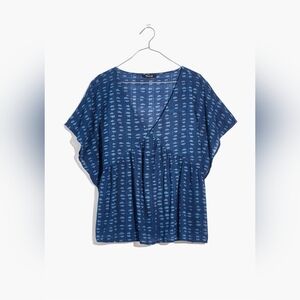 Madewell Shirred Top in Indigo Block printIn size xs
